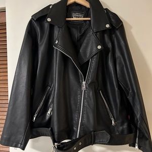 Levi's Belted Faux Leather Black Moto Jacket
